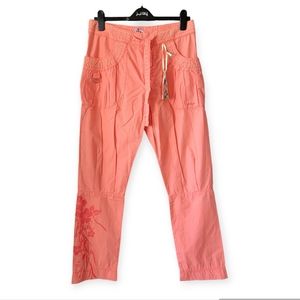 Y2K Killah Cargo Pants with Tropical Print in Peach Cyber size 28